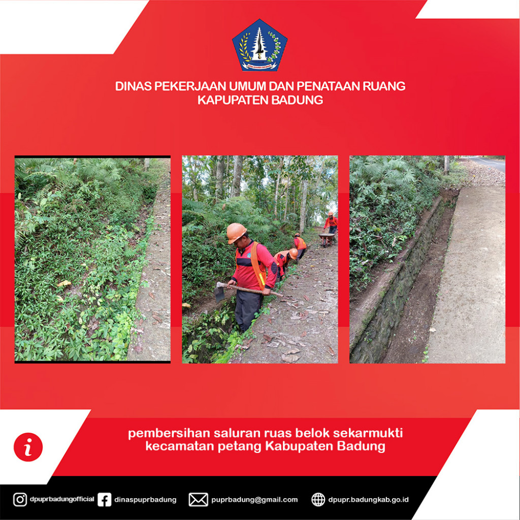 pembersihan saluran ruas belok sekarmukti kecamatan petang Kabupaten Badung